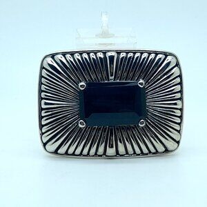 unisex style western classic Belt Buckle Silver Metal black rhinestones  fashion